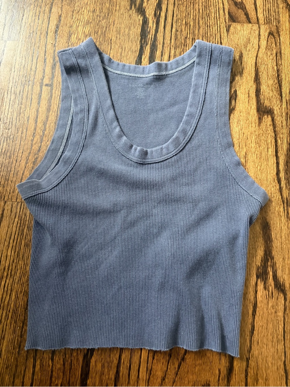 Brandy Melville Ribbed Scoop Neck Tank Top - Slate Blue